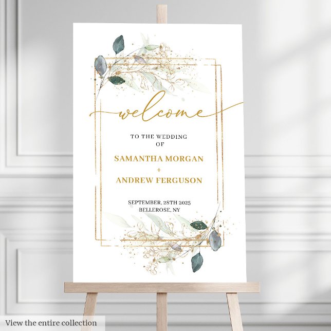 Glowing Eucalyptus Gold Wedding Welcome Poster (Glowing Eucalyptus Gold Wedding Welcome Poster

)