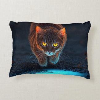 Glowing Eyes Cat Aesthetic Wildlife Ilustration Accent Pillow