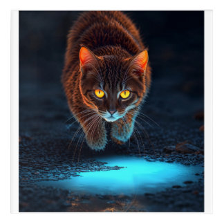 Glowing Eyes Cat Aesthetic Wildlife Ilustration Acrylic Print