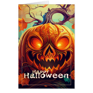 Glowing Eyes Jack-o-Lantern Halloween Art Card