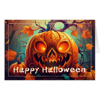 Glowing Eyes Jack-o-Lantern Halloween Art Card