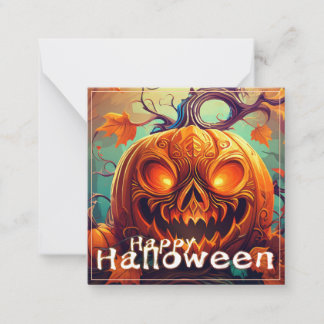 Glowing Eyes Jack-o-Lantern Halloween Art Note Card