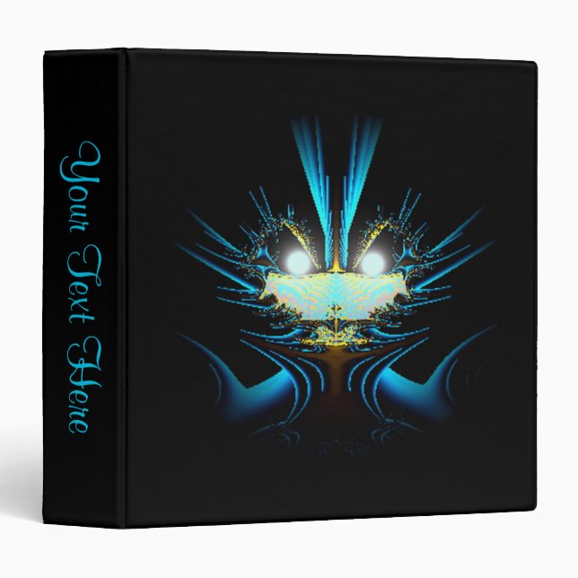 Glowing Eyes Luminous Blue Creature  Binder (Front/Spine)