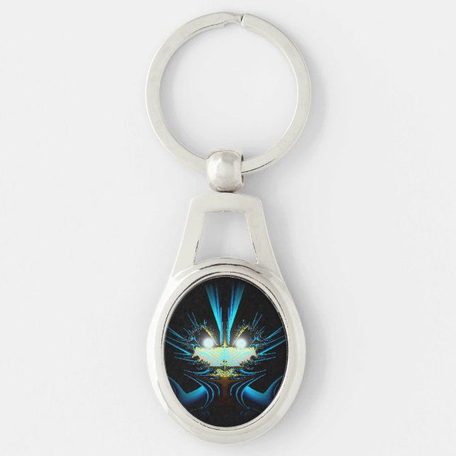 Glowing Eyes Luminous Blue Creature  Keychain (Front)