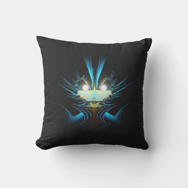 Glowing Eyes Luminous Blue Creature  Throw Pillow (Front)