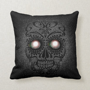 Glowing Eyes Skull Throw Pillow