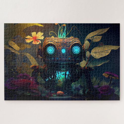 Glowing Eyes Tropical Forest Robot Jigsaw Puzzle