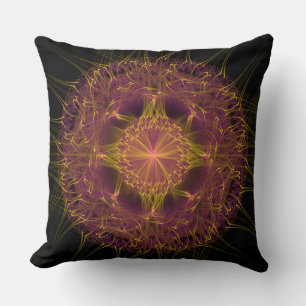 Glowing fairy fractal pattern throw pillow