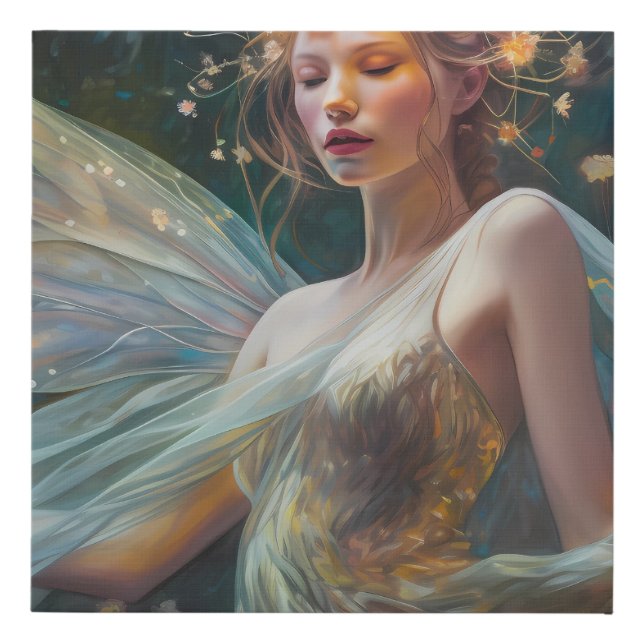 Glowing Fairy Photorealistic Background Faux Canvas Print (Front)