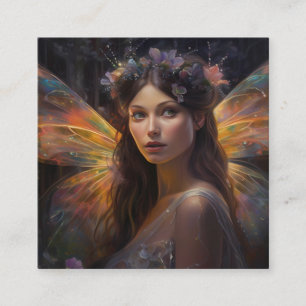 Glowing Fairy Photorealistic Background Square Business Card