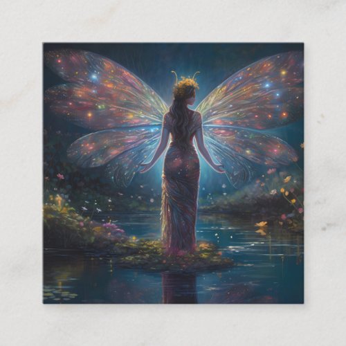 Glowing Fairy Photorealistic Background Square Business Card