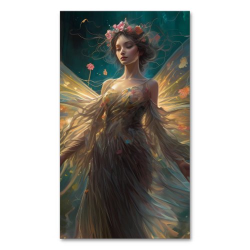 Glowing Fairy Wings Background Business Card Magnet