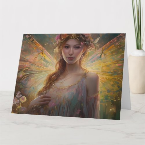 Glowing Fairy Wings Background Thank You Card