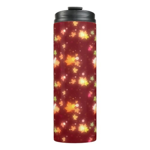 Glowing fall colorful maple leaves autumn  thermal tumbler