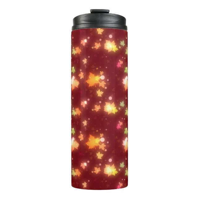 Glowing fall colorful maple leaves autumn  thermal tumbler (Front)