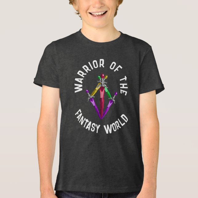 Glowing Fantasy Energy Sword Kids Tri-Blend Shirt (Front)