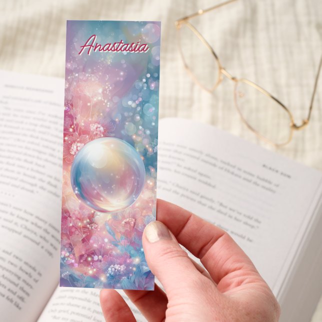 Glowing Fantasy Orb with Pastel Florals Bookmarks (Hand)