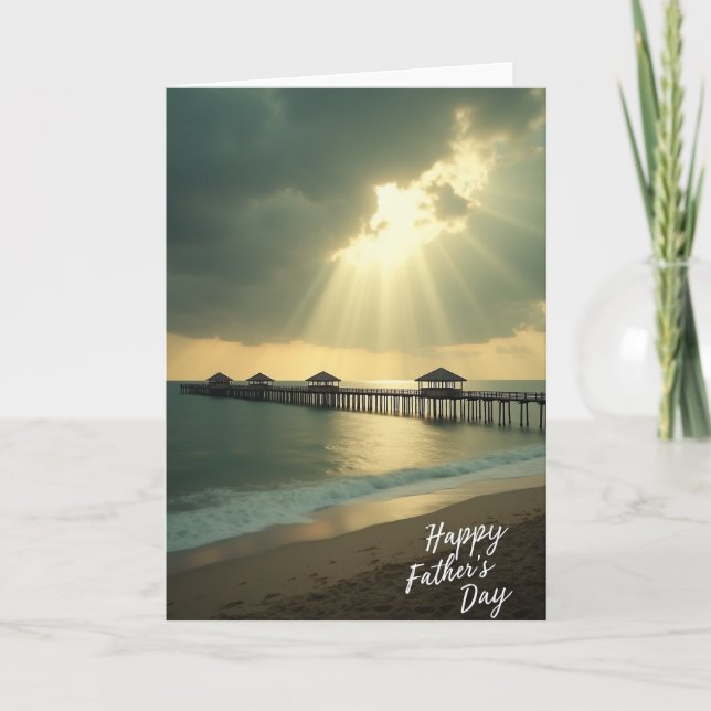 Glowing Fathers Day Seascape Card (Front)