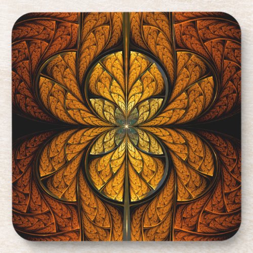 Glowing Feathers fractal art Beverage Coaster