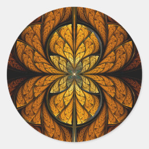 Glowing Feathers fractal art Classic Round Sticker