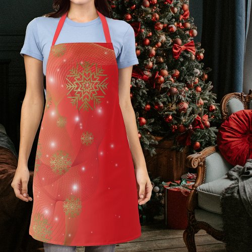 Glowing Festive Christmas Red Winter Wonderland Apron