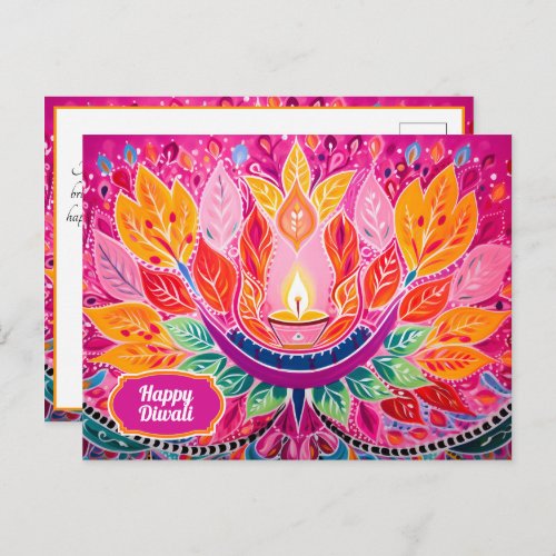 Glowing Festivities A Diwali Celebration Postcard