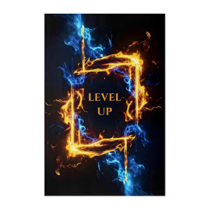 Glowing Fire Ice Magic Portal Elemental Frame Acrylic Print