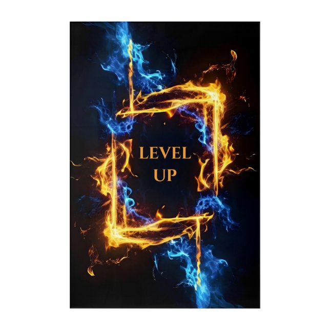 Glowing Fire Ice Magic Portal Elemental Frame Acrylic Print (Front)