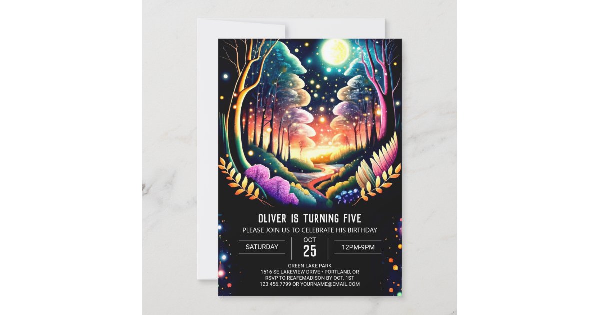 Glowing Fireflies Adventure Birthday Invitation | Zazzle