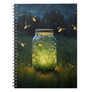 Glowing Fireflies In Glass Jar Notebook