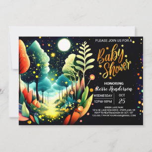 Glowing Fireflies Wonderland Baby Shower Invitation