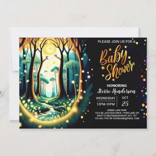 Glowing Fireflies Wonderland Dance Baby Shower Invitation