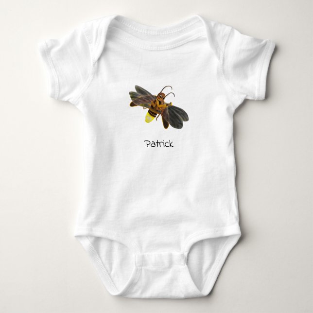 Glowing Firefly Lampyridae Personalized Baby Bodysuit (Front)