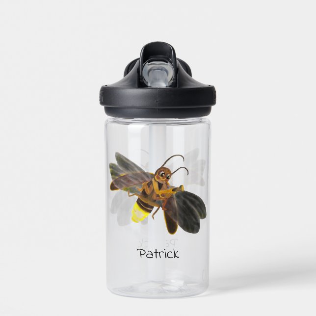 Glowing Firefly Lampyridae Personalized Water Bottle (Front)
