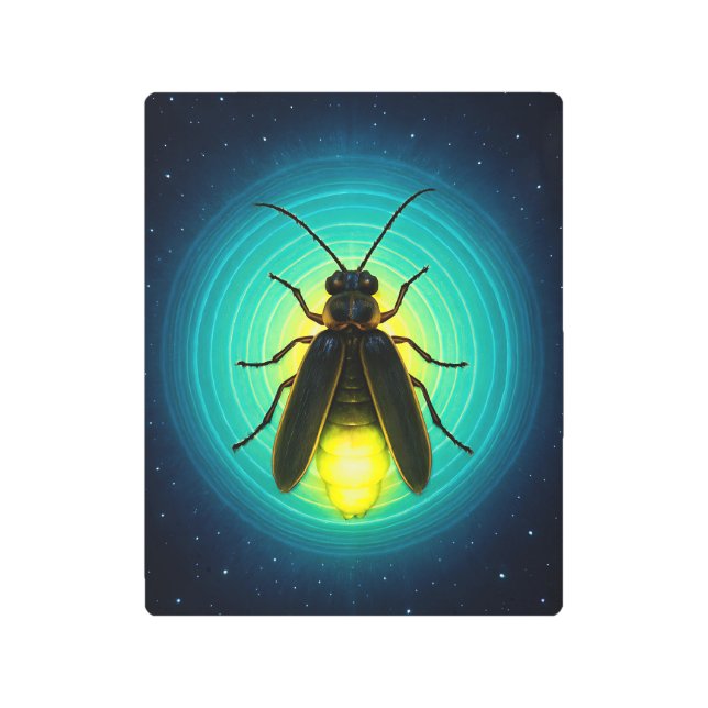 Glowing Firefly Metal Print | Mystical Lightning  (Front)