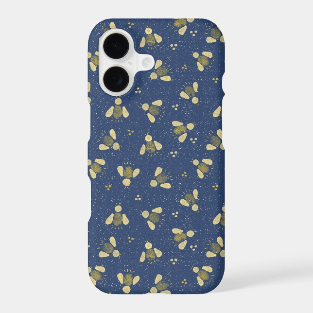 Glowing Firefly Navy Blue Yellow Case-Mate iPhone Case (Back)