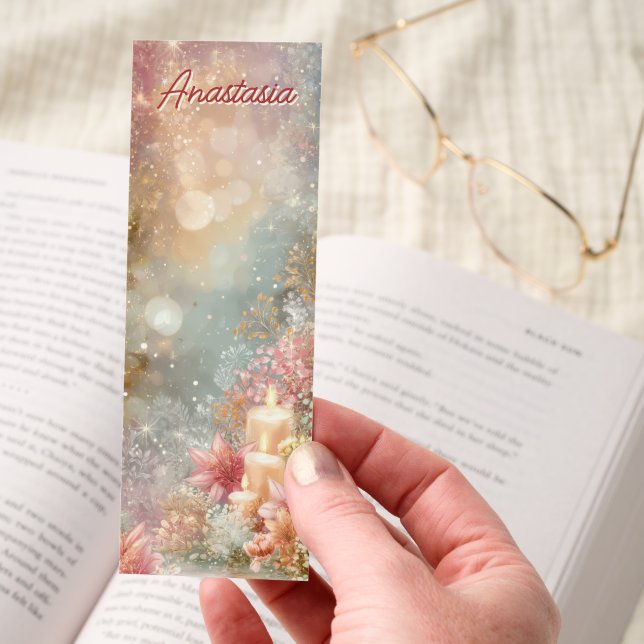 Glowing Floral Candles Sparkling Lights Bookmarks (Hand)