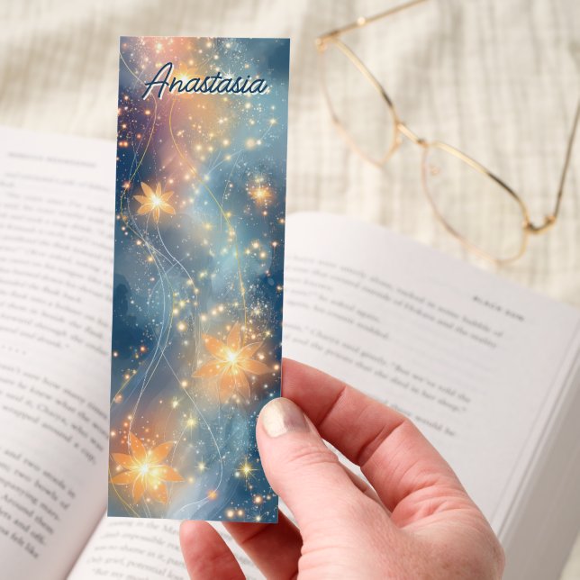 Glowing Floral Sparkle Fantasy Bookmarks (Hand)