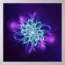Glowing Flower Fractal Sparkles Indigo