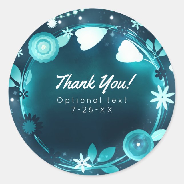 Glowing Flowers Night Garden Wedding Favor Classic Round Sticker (Front)