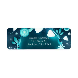 Glowing Flowers Night Garden Wedding Invitation Label
