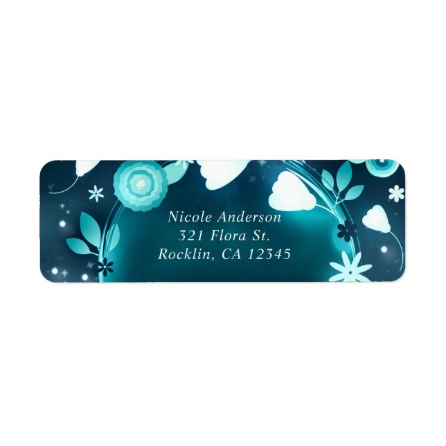 Glowing Flowers Night Garden Wedding Invitation Label (Front)