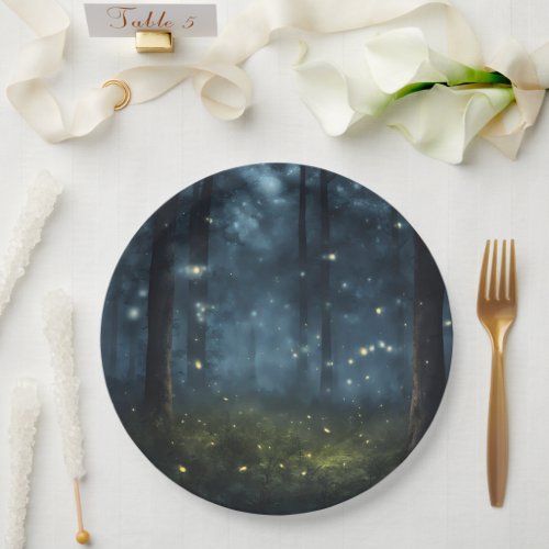 Glowing Forest Fireflies Paper Plates