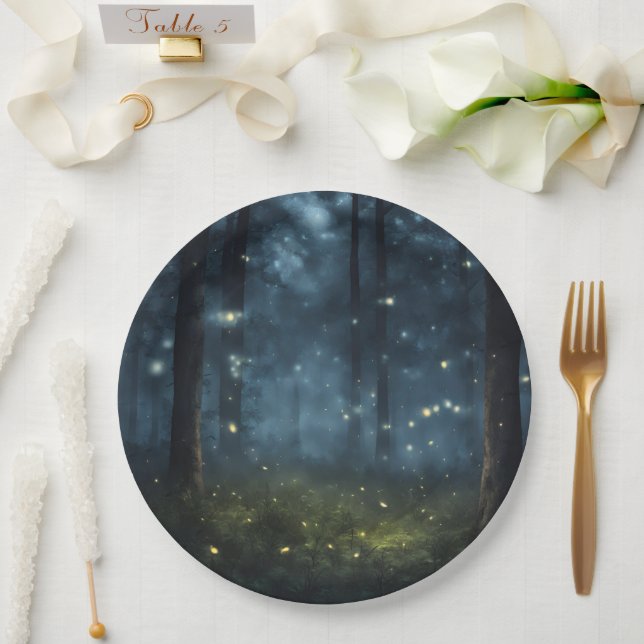 Glowing Forest Fireflies Paper Plates (Wedding)