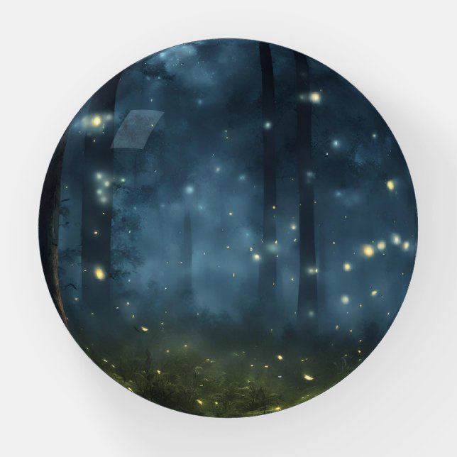 Glowing Forest Fireflies Paperweight (Front)