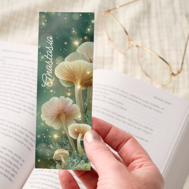 Glowing Forest Mushrooms Fantasy Bookmarks (Hand)