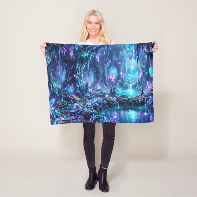 Glowing Forest with Lake Fleece Blanket (In Situ)