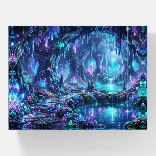 Glowing Forest with Lake Paperweight