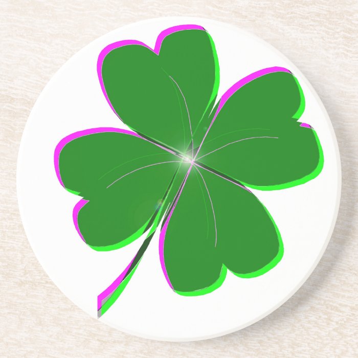 glowing-four-leaf-clover-drink-coaster-zazzle