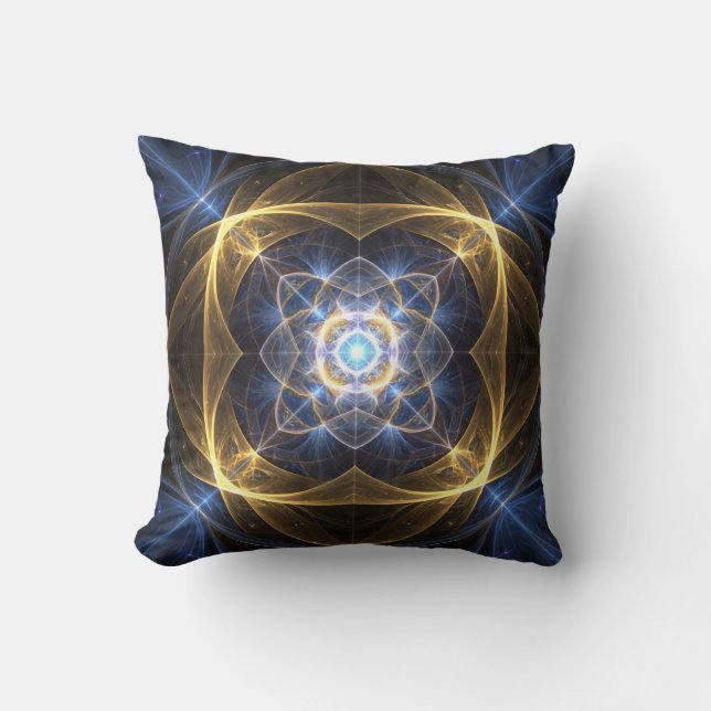Glowing Fractal Energy Throw Pillow (Front)